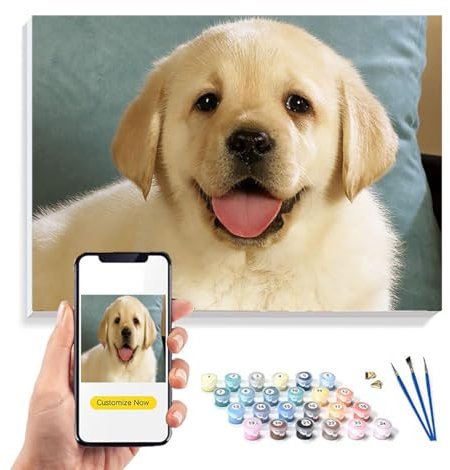 Shukqueen Kit de peinture par numéros personnalisé pour adulte, peinture par numéro personnalisée à partir de votre propre photo 36 couleurs, toile roulée, sans cadre, 40 x 50 cm