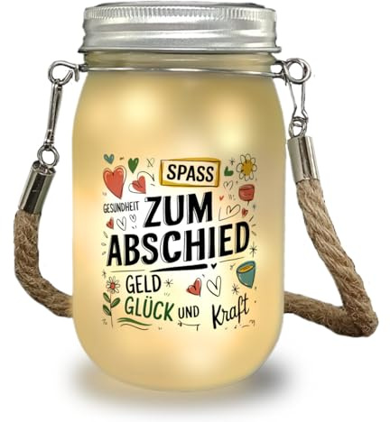 speecheese Wünsche Zum Abschied Solarlicht für Kollegen und Freunde Lustige Einmachglaslampe als Abschiedsgeschenk
