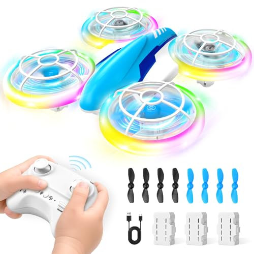 Mini Drone Télécommandé pour Enfants de 6, 7, 8, 9, 10+ ans, Jouet Avion Télécommandé avec Lumières LED, Piles, Cadeaux de Intérieur, Extérieur pour Garçons, Filles