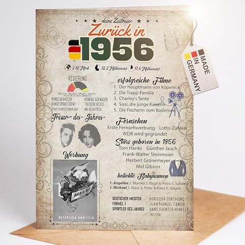 myDreamwork® Besondere Geburtstagskarte 70 Inkl. Umschlag | 1956 Jahrgang Geschenk | Karte 70 Geburtstag Frau – Geburtstagskarte 70 lustig | 70. Geburtstag Mann – DIN A6