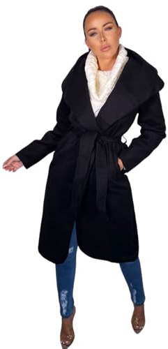 Femme Luxe Women's Waterfall Duster Coat, Belted Long Sleeve, Belted, Available UK Sizes 8/10-12/14, Multicolour