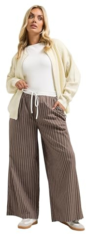 Yours Curve Stripe Wide Leg Trousers - Women's - Plus Size Curve