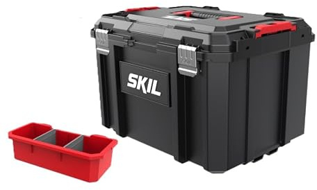 SKIL Werkzeugkoffer Medium (max. Belastbarkeit 35 kg, kompatibel mit SKIL Zubehör, Softgrip-Griff, Easy Connect-Verriegelungseinrichtung, stapelbar, langlebig, Handwerker, Werkzeug Zubehör) 2610S01670