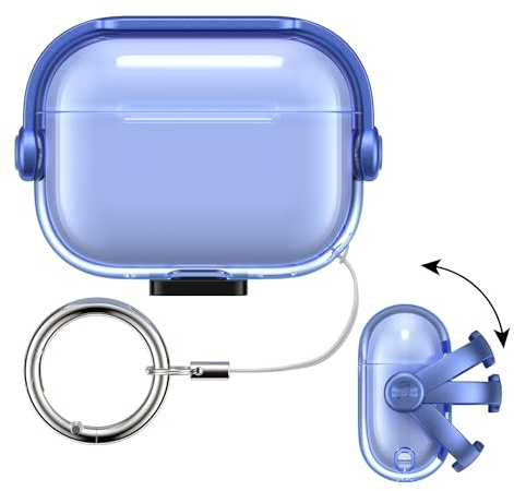 kwmobile transparentes Kopfhörer Case kompatibel mit Apple Airpods Pro 2 / Pro 1 Hülle - Headphones TPU Cover mit Sicherheitsverschluss - Blau Transparent
