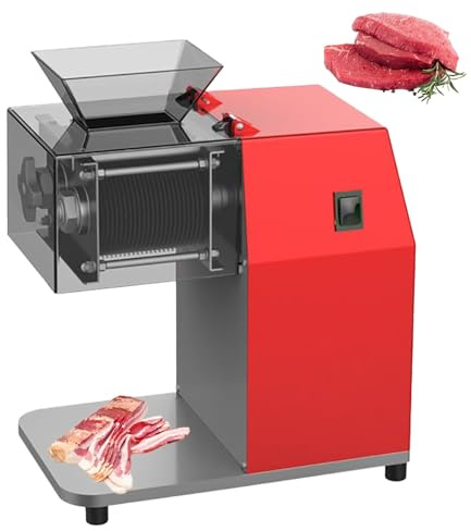 1100W Commercial Meat Slicer, Electric Meat Cutting Machine with Transparent Cover, 3.5mm Blade Distance, Stainless Steel Shredding Machine for Restaurant, Lamb Beef Chicken