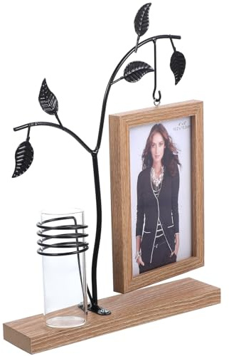 Eisen Hydroponik Fotohalter, 30x22x5cm, Weihnachten Event | Zweiseitige Halterung mit LED Lichterkette, für 4x6 Fotos, Restaurant, Wohnzimmers