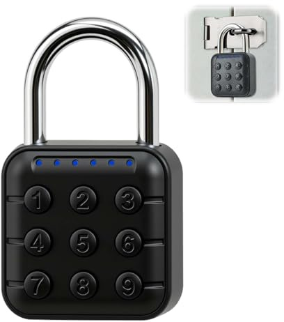 6 Digit Combination Padlock, IP67 Waterproof Multi-User Code Function Electronic Gym Locker Smart Lock with Stainless Steel Shackle High Security for Gym School Garage Travel Outdoor Use – Black