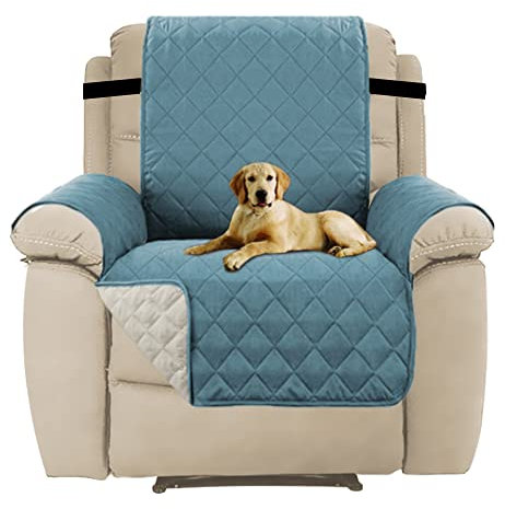 H.Versailtex Reversible Recliner Protectors Cover, Water Resistant Recliner Chair Covers for Pets, Machine Washable Recliner Chair Covers with Elastic Strap (Citadel/Beige)