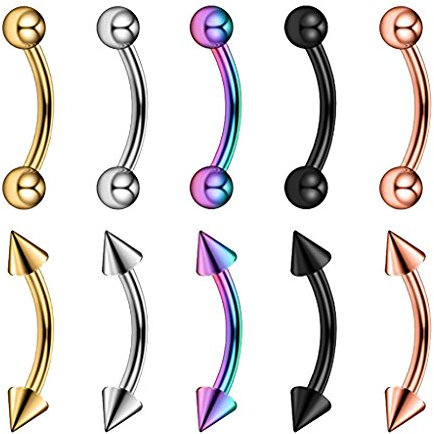 Sharplace Lot de 10 Piercing Labret Nez Sourcil Lèvre Oreille Tragus Balles & Pointe Acier Inoxydable 316L, Motif # 2-6mm