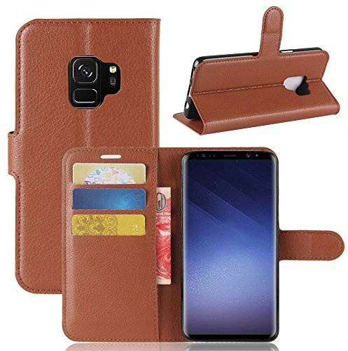 CoverKingz Schutzhülle kompatibel mit Samsung Galaxy S9+ Plus - Handycover mit Kartenfach Schutztasche Wallet - Flip Case klappbar Braun