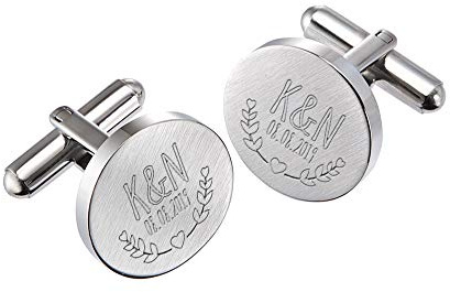 Gravado runde Manschettenknöpfe zur Hochzeit Matt