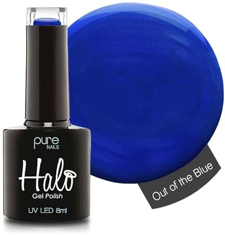 Halo Gel Polish 8ml - Out Of The Blue. UV/LED Gel Nail Polish, Long Lasting & Easy To Apply. Nail Art Colours For Manicure & Pedicure. Gel Polish For Professional & Home Use.