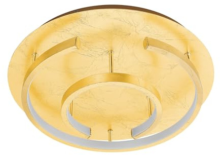 EGLO LED Deckenleuchte Pozondon, 2 flammige Deckenlampe, Extravagant | Wohnzimmerlampe aus Stahl und Kunststoff, Küchenlampe, Flurlampe Decke in Gold Schlagmetall-Optik, Weiß