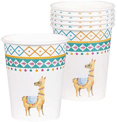 Boland 54436 - Partybecher Lama, 6 Stück, Füllmenge 25 cl, Becher, Einweggeschirr, Pappbecher, Party, Sommer, Geburtstag