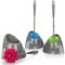 com-four® 3X Toilettenbürste - WC-Bürste mit Halter - Klobürste aus Kunststoff - WC-Garnitur in modernen Farben [Auswahl variiert] (3 Stück - blau/grün/pink)