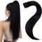 Easyouth Ponytail Echthaar Extensions Schwarz Zopf Haarverlangerung Remy Echthaar Zopf Extensions Natürliches Schwarz 80g 40 cm #1