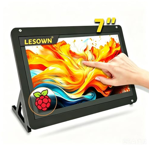 LESOWN Pantalla táctil Raspberry Pi de 7 pulgadas con funda, pantalla táctil LCD de 7 pulgadas, 1024 x 600 IPS, altavoces HDMI pequeños para Win Driver Free