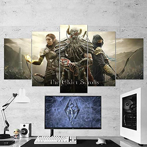 Gmoope Wandbild Leinwand The Elder Scrolls 01 Online 5 Teilig Bilder Wohnzimmer Wohnung Deko 5 Stück Kunstdruck Modern Wandbilder XXL Format Wanddekoration Design Wand Bild