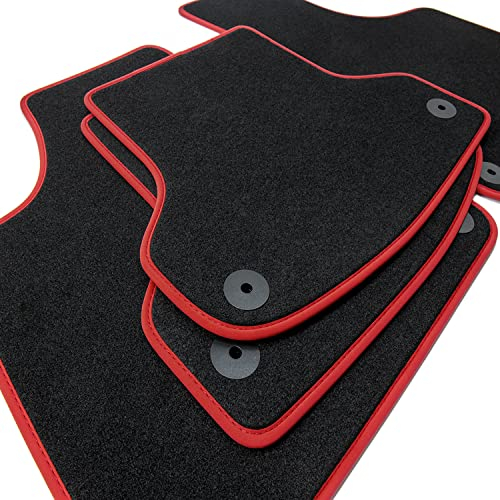 teileplus24 NL-117 Fußmatten kompatibel mit VW UP Skoda Citigo Seat MII 2011-2023 Premium Automatten 4-teilig Nubuk, Bandeinfassung:Rot
