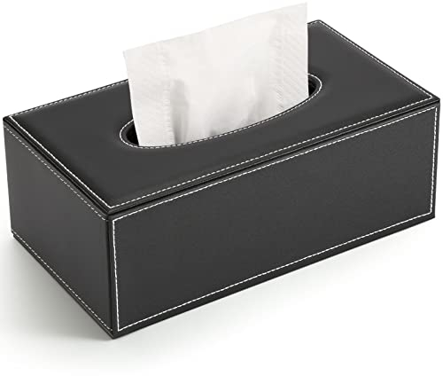 GORESE Leder Tücherbox Kosmetiktücherbox Taschentuchspender (Schwarz 1)