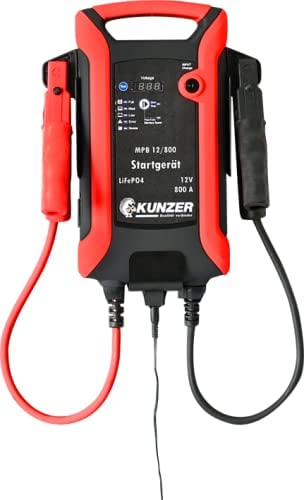 KUNZER MPB 12/800 Next Generation Profi-Startgerät LiFePO4 - Für 12V Auto-Batterie -4.000/800 A - inkl. Wand-Ladestation