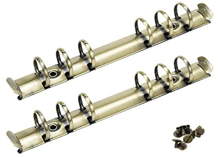 Semetall 2 x A6-Notizbuch, 6-Ringbuch-Mechanismus, lose Blätter, Binderücken, Kämme, Metallclip, Ringbuch-Ersatz-Set, Bronze