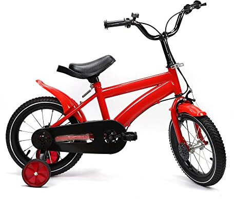 Rot Kinderfahrrad Jungen Fahrrad ab 3-6 Jahre 14 Zoll Mit Stützräder Und Handbremse Unisex Kinderrad Kohlenstoffstahl Rahmen…
