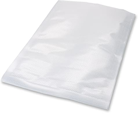 eurofolin Vakuumbeutel strukturiert für Lebensmittel 15 x 25 cm 100 Stück transparent, für alle Vakuumierer, reißfest, kochfest, Sous-Vide-Garen, wiederverwendbar mikrowellengeeignet, Vakuumfolie