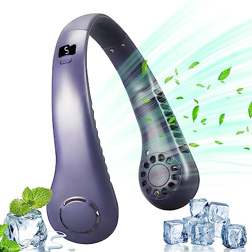 Hals Ventilator, Halsventilatoren mit USB, 5 Fach Einstellbarer Tragbare Halsventilator, Wiederaufladbar Mini der blattlose Halsventilator für zu Hause im Büro Reisen Geschenk zum (Blau)