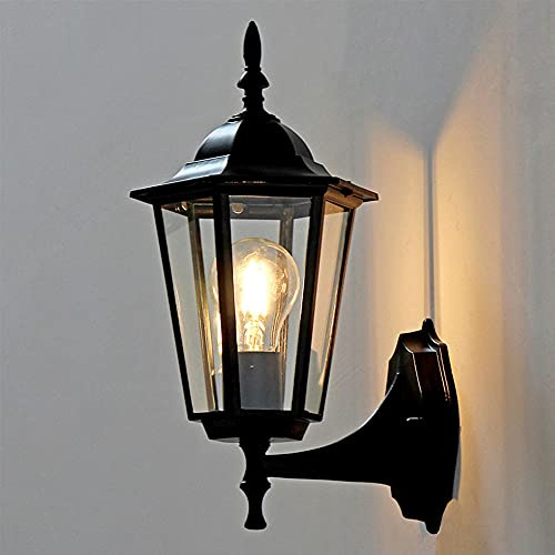 Mengjay Retro Wandlampe Antike Außenwandleuchte E27 Gartenlampe Dekorative Außenlampe, Wasserdicht IP23 Aluminiumguss und Glas Aussenleuchte, Hauseingang Terrassen Balkon Flur Wandleuchte