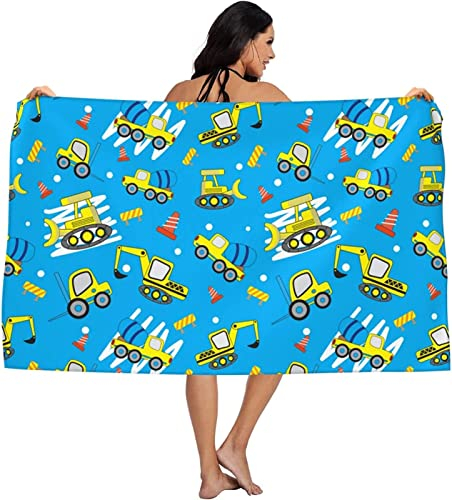 EMENZA Strandtuch Groß 200 x 200 cm Bagger Blau, Microfaser Handtücher Badetuch Strandlaken Handtuch, Schnell Trocknen Strandhandtuch Badetücher Herren Frauen Strandtücher Badehandtuch