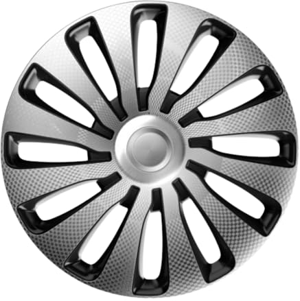 Luckyberg Radkappen 16 Zoll | Felgenabdeckung für Autofelgen und Radzierblenden 4er-Set für die meisten Automarken Radkappen aus hochwertigem Kunststoff. (Silber/SCHWARZ III)