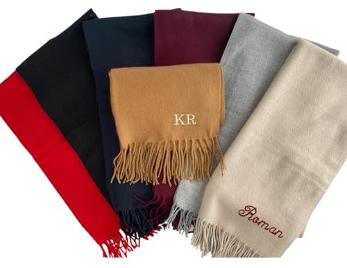 Monogrammschal personalisierter Schal Namensschal Winterschal Initialenschal Schal mit Initialen individueller Schal Brautjungfernschal (Anthrazit, Font 2)