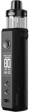 TVDC Voopoo Drag X2 Pod Kit, 5-80 W Adjustable, Display 0.96 TFT Screen, Battery Capacity 18650 * 1 (Not included), Sturdy and Stylish, 2ml Cartridge No Nicotine (Spray Black)
