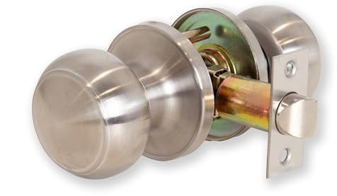 XFORT Bello Passage Knob Set Satin Chrome, Door Knob for Internal Wooden Doors, Complete Set with Tubular Latch