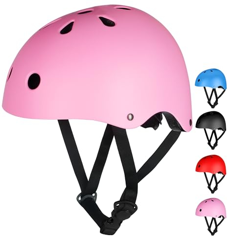 Kids Helmet, Kids Bike Helmet Age 3-13, Adjustable Cycle Helmet for Boys Girls & Toddler, Lightweight Skateboard Helmet Children Safety Multi-Sport Bicycle Helmet for Cycling (Pink, M:54–58 cm)