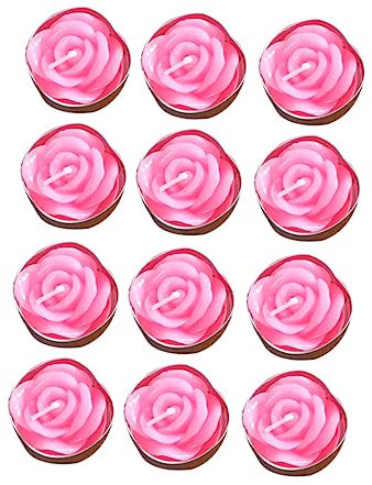 Zerodeko 12 Stk hochzeitskerze babyshowerparty rauchlose Rosenkerzen kleine Votivkerzen hochzeitsdeko Bienenwachs Rosenblumenkerzen rauchlose Kerzen Handbuch schmücken Rosa
