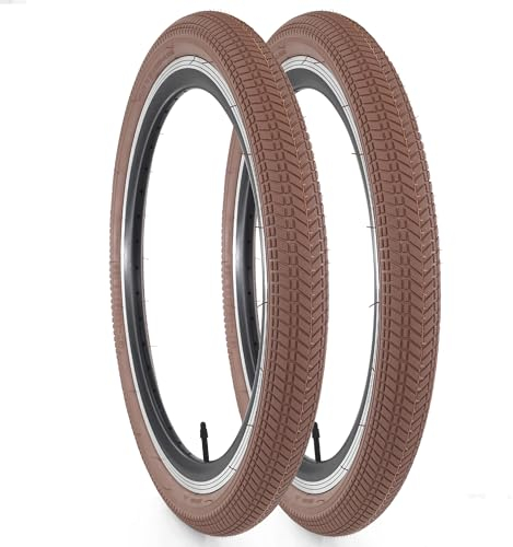 GRELiving 2er-Pack Kindfahrrad Reifen 20x2.125 Faltbar Mantel Ersatzreifen Kids Bicycle Tires (Braun)