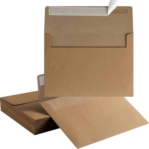 Briefumschläge, selbstklebend, für Hochzeiten, Party-Einladungen, Grußkarten, Ankündigungen, Fotos, 13 x 18 cm, Braun, 50 Stück