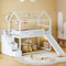FEZTOY Etagenbett Kinderbett mit Rutsche und Treppe, Hochbett mit Stauraumleiter, Kinder Bett mit 1 Lattenrost, Spielbett, Juniorbett, Multifunktional, ohne matratze
