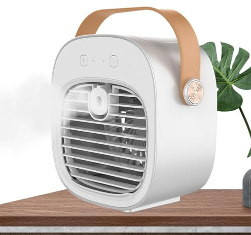 Acondicionados Para Habitaciones, Aire Acondicionado De Oficina Recargable De 4000 MAh En Velocidades Y Velocidad De Pulverización, Enfriador De Aire Portátil Con Tanque De Agua