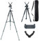 Treppiede per fucile con staffa a V girevole a 360 e adattatore per treppiede per fotocamera, telaio in alluminio, livella a bolla, gambe regolabili per caccia e attività all'aperto