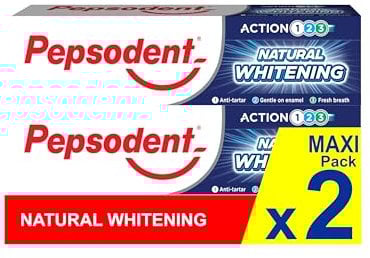 Pepsodent Natürliche Zahnpasta mit Fluorid und Kalzium für weißere Zähne in einer Woche 75 ml (2 x 75 ml)