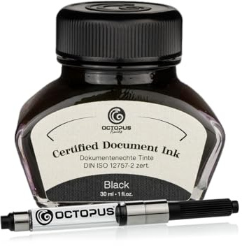 Dokumentenechte Tinte Black, mit Konverter, zert. nach DIN ISO 12757-2, 30ml