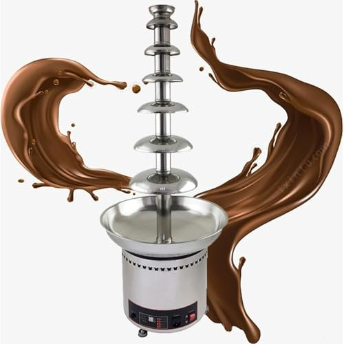 Fuente de chocolate fondue Fuente de chocolate grande, torre de fondue de chocolate caliente comercial, máquina de calentamiento de chocolate de acero inoxidable de 4/5/6/7 niveles for fiestas de cump