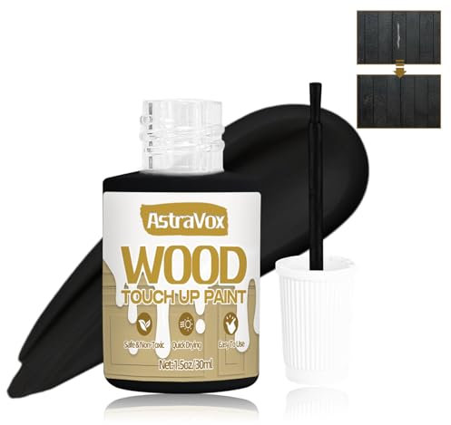 AstraVox Wood Touch Up Paint, 1.5 Oz Black Paint for Wood Repair Scratches, Spots and Chips, Strong Adhesion Quick Dry Touch Up Paint Pen for Wood Doors Tables Furniture Kitchen Cabinets Dressers