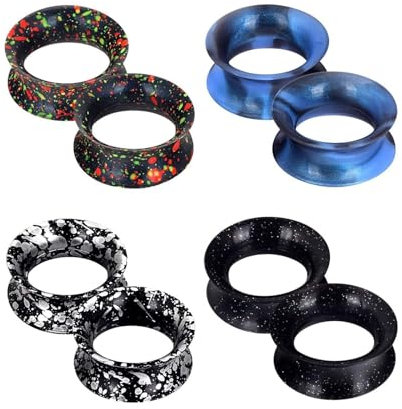 Calefee Tunnels Oreilles 16mm, Plug Tunnel Oreille Silicone Double Flared Tunnel Piercing Ecarteur Oreille Homme 8 Pièces