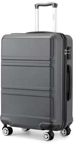 KONO Koffer Großer 28 Zoll Leicht ABS+PC Hartschalenkoffer XL mit TSA-Schloss Reisekoffer mit 4 Rollen Rollkoffer 75×48×30cm, Grau