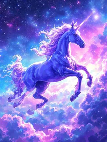 DIY Diamant Painting Bilder Fantasie 70x90cm, Diamond Painting Set Einhorn Für Kinder, Daiments Painting Erwachsene, Diamond Stickerei Kreuzstich Malerei Kits für Zimmer Deko Schlafzimmer Wanddeko O-3