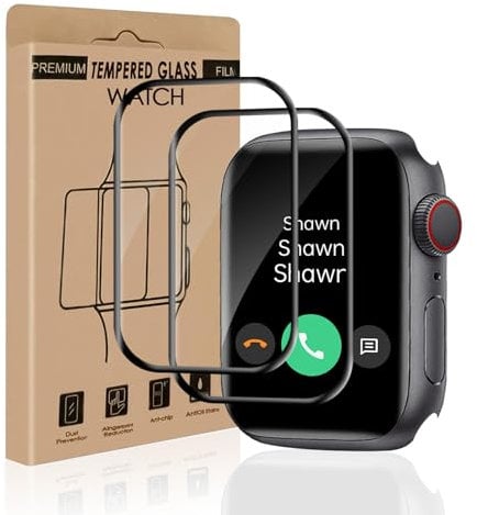 VSEER 2 Stück Schutzfolie für Panzerglas für Apple Watch Series 7/8/9 41mm, HD Transparent Anti-Öl Anti-Schmutz Apple Watch 9 41mm Schutzglas, 3D Vollbildschirm Glasfolie für Apple Watch 8 41mm